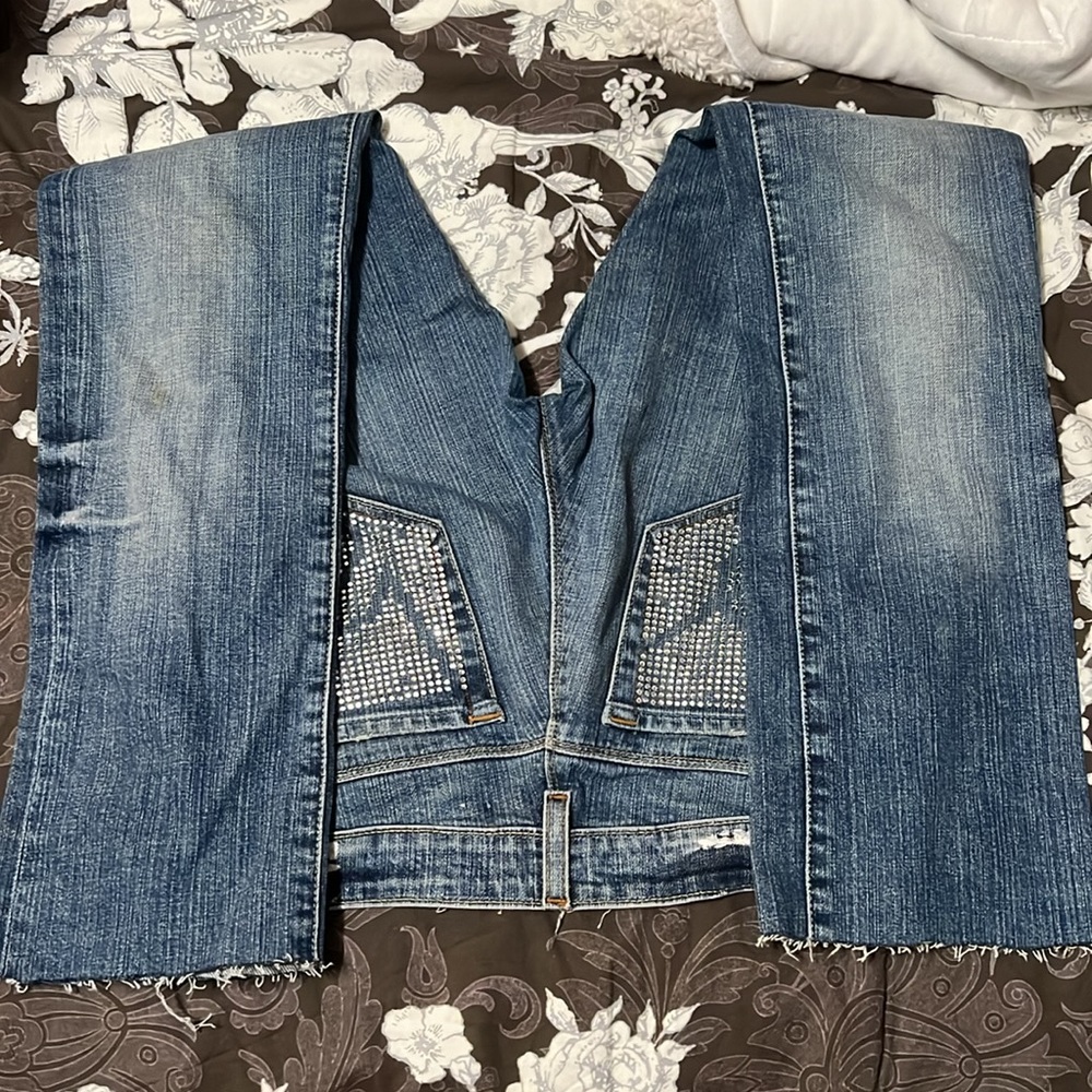 Y2K Bebe Rhinestone Low Rise Flare Jeans - Picture 3 of 6